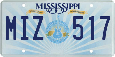 MS license plate MIZ517