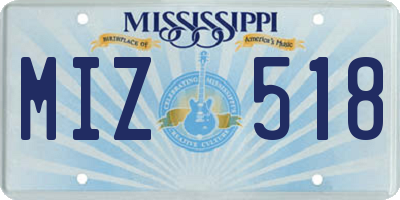 MS license plate MIZ518