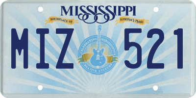MS license plate MIZ521
