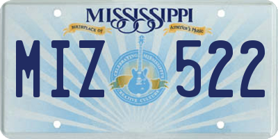MS license plate MIZ522