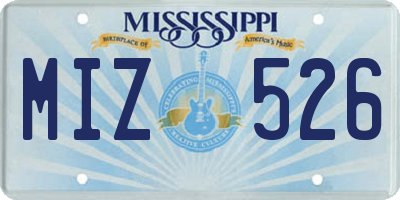 MS license plate MIZ526