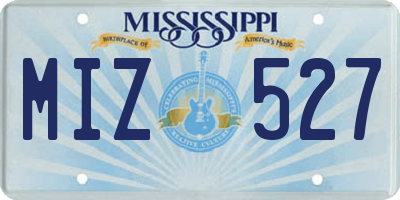 MS license plate MIZ527