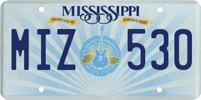 MS license plate MIZ530
