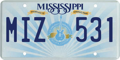 MS license plate MIZ531