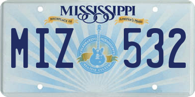 MS license plate MIZ532