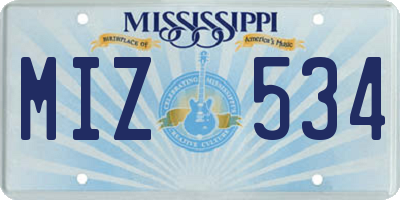 MS license plate MIZ534