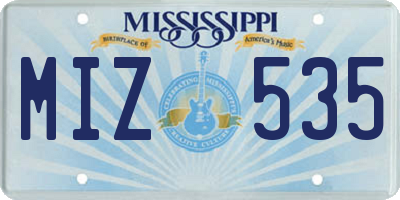 MS license plate MIZ535