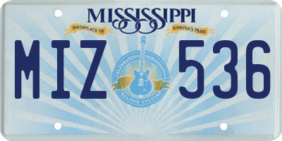 MS license plate MIZ536
