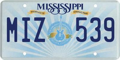 MS license plate MIZ539
