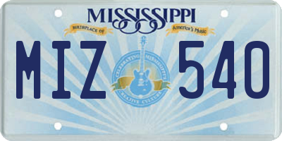 MS license plate MIZ540