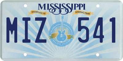 MS license plate MIZ541