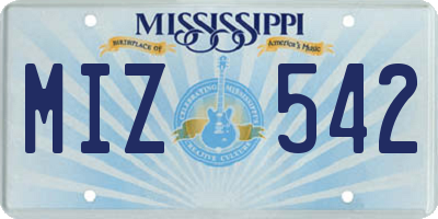 MS license plate MIZ542