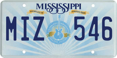 MS license plate MIZ546