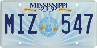 MS license plate MIZ547