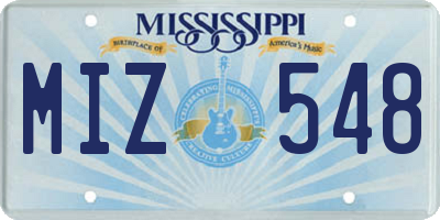 MS license plate MIZ548