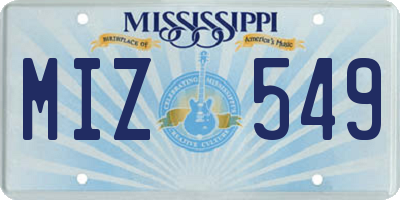 MS license plate MIZ549