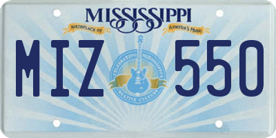 MS license plate MIZ550