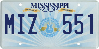 MS license plate MIZ551