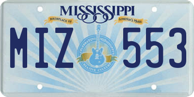 MS license plate MIZ553