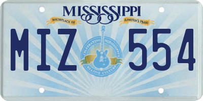 MS license plate MIZ554