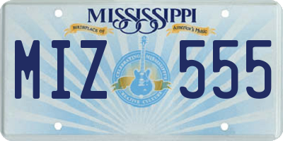MS license plate MIZ555