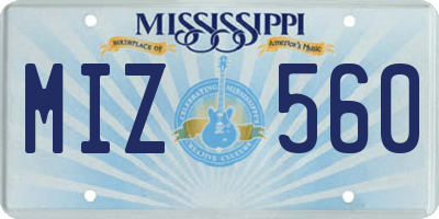 MS license plate MIZ560