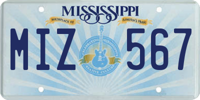 MS license plate MIZ567