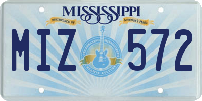 MS license plate MIZ572