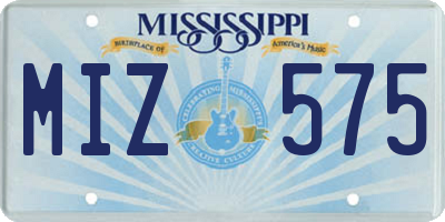 MS license plate MIZ575