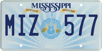 MS license plate MIZ577