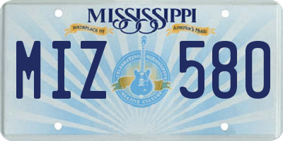 MS license plate MIZ580