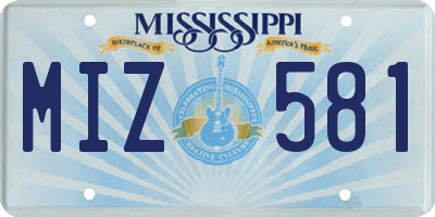MS license plate MIZ581