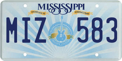 MS license plate MIZ583