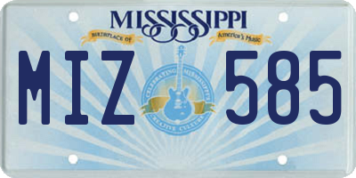 MS license plate MIZ585