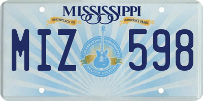 MS license plate MIZ598
