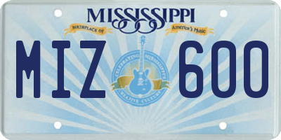 MS license plate MIZ600