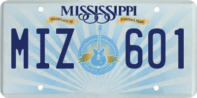 MS license plate MIZ601