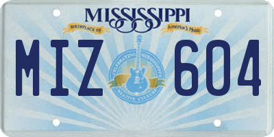 MS license plate MIZ604