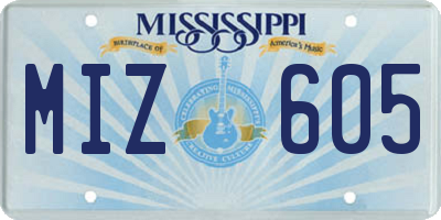 MS license plate MIZ605