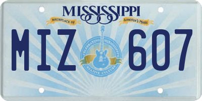 MS license plate MIZ607