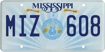 MS license plate MIZ608