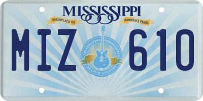 MS license plate MIZ610