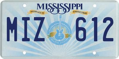 MS license plate MIZ612