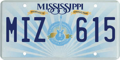 MS license plate MIZ615