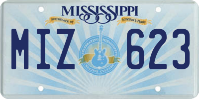 MS license plate MIZ623