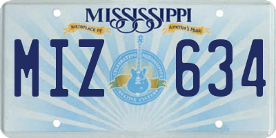 MS license plate MIZ634
