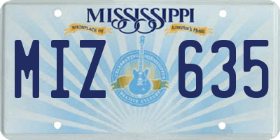 MS license plate MIZ635