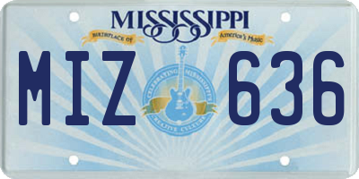 MS license plate MIZ636