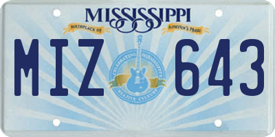 MS license plate MIZ643