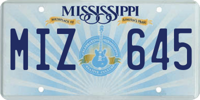 MS license plate MIZ645